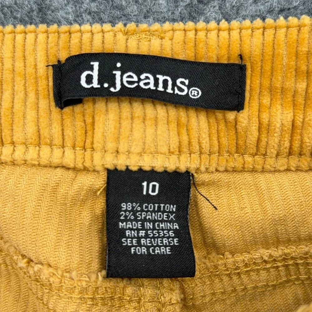 d.jeans Button Fly Corduroy Pants Womens 10‎ Cotton Spandex Mustard Yellow